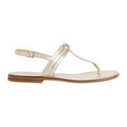 Twinset Guld Sandal med Metalliskt Logoband Yellow, Dam