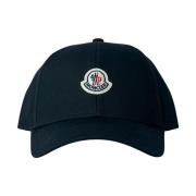 Moncler Bomull Twill Logo Baseball Keps Black, Herr