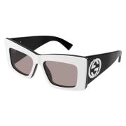 Gucci Oversized Cat Eye Solglasögon i Vit Svart White, Unisex