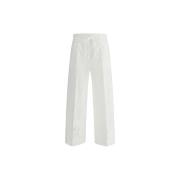 P.A.R.O.S.H. Blommig Wide Leg Broderade Byxor White, Dam