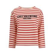 Valentino Randig långärmad T-shirt ParisRome Model Red, Dam