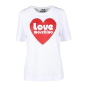 Love Moschino Bomull T-shirt med Stiligt Design White, Dam