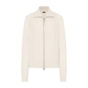 Kiton Lyxig Stickad Bomberjacka White, Dam