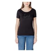 Emporio Armani EA7 Svart Rund Hals T-shirt Black, Dam