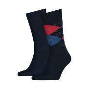 Tommy Hilfiger Strumpor 2P Men Sock Check Blå/Röd Strl 39/42 Herr