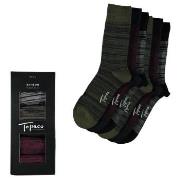 Topeco Strumpor 6P Men Bamboo Crew Socks Röd Mönstrad Strl 41/45 Herr