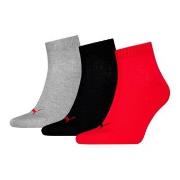 Puma Strumpor 3P Quarter Socks Röd/Grå Strl 39/42