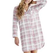 Damella Checked Long Sleeve Nightdress Rutig bomull Small Dam