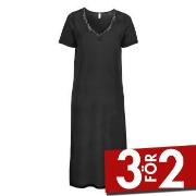 Damella Silk Short Sleeve Nightdress Svart silke Small Dam