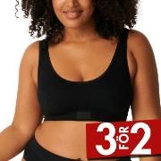 Sloggi BH 2P Double Comfort Top Svart bomull 38 Dam