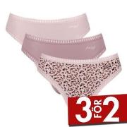 Sloggi Trosor 3P GO Crush High Leg Briefs Sand/rosa bomull Small Dam