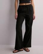 Only - Svart - Onlcaro Mw Linen Bl Pull-Up Pant Cc