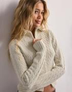 Nelly - Vit - Tight Zip Cable Knit Cardigan