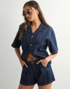 Only - Blå - Onlellis Loose Pleated Shorts Dnm A