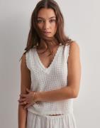 Pieces - Vit - Pcscout Sl V-Neck Reversible Knit B