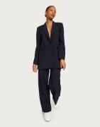 Selected Femme - Blå - Slfrita Mw Wide Pant Dark Sap Mel N