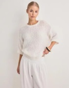 Only - Vit - Onlnordic Ss Loose O-Neck Cs Knt