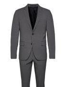 Lindbergh Plain Mens Suit - Normal Lenght Grå