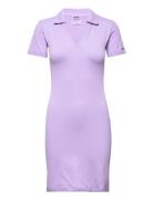 Ribbed Seamless Polo Dress Kort Klänning Purple AIM'N