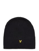 Lyle & Scott Knitted Ribbed Beanie Blå