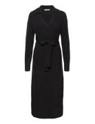 Belted Midi Dress, Wool Blend Maxiklänning Festklänning Black Esprit C...