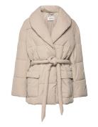 Quilted Puffer Jacket With Belt Fodrad Jacka Beige Esprit Casual