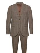 Jack & J S Jprfranco Check Suit Sn Brun