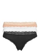 Lindex Brief 3-P Em Lace Thong Reg Co Svart