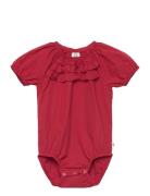 Poplin Bell S/S Body Bodies Short-sleeved Red Müsli By Green Cotton