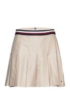 Global Stp Pleated Short Skirt Kort Kjol Beige Tommy Hilfiger