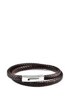 Edd. Leather Bracelet Double Brun