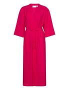 Visero Vneck 3/4 Ankle Shirt Dress/Su Maxiklänning Festklänning Pink V...