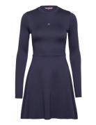 Tommy Jeans Tjw Ls Fit & Flare Dress Marinblå