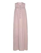 Thinna - Cotton Button Front Long D Maxiklänning Festklänning Pink Rab...
