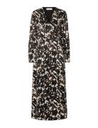 Selected Femme Slfjustine Ls Aop Ankle Wrap Dress B Svart