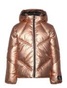 Calvin Klein Bronze Metallic Puffer Jacket Orange