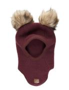 Wool Fullface W. Pom Pom Accessories Headwear Balaclava Burgundy Mikk-...