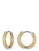 Enamel Hoop Sand/Silver Accessories Jewellery Earrings Hoops Beige Bud...