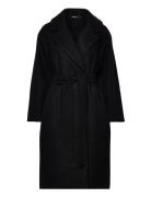 Long Belted Coat Outerwear Coats Winter Coats Black Gina Tricot