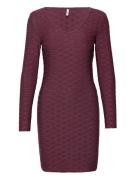 ONLY Onlastra L/S V-Neck Glitter Dress Jrs Burgundy