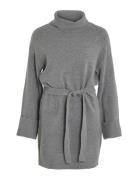 Vila Virolfie L/S Tie Belt Knit Dress - Noos Grå