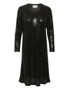 Crcaska Sequins Dress - Shift Fit Kort Klänning Black Cream