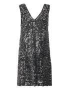 Objkinne Mira S/L Sequin Dress 129 Div Kort Klänning Grey Object