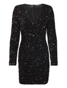 Sequin Dress Kort Klänning Black Gina Tricot