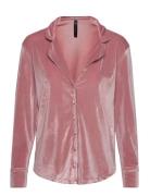 Jacket Ls Shiny Velours Piping Top Pink Hunkemöller