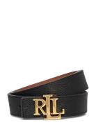 Lauren Ralph Lauren Logo Reversible Pebbled Leather Belt Svart