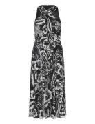 Drapey Poly Ggt-Dress Knälång Klänning Black Lauren Ralph Lauren