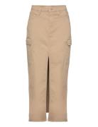 Calvin Klein Jeans Front Split Twill Maxi Skirt Beige