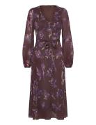 Lauren Ralph Lauren Floral Belted Crinkle Georgette Dress Brun