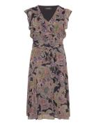 Lauren Ralph Lauren Paisley Belted Crinkle Georgette Dress Svart